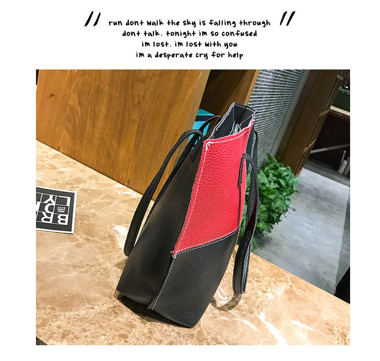 Fashion Gray+black Color Matching Decorated Handbag(4pcs),Messenger bags