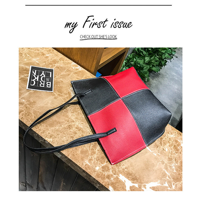 Fashion Red+black Color Matching Decorated Handbag(4pcs),Messenger bags