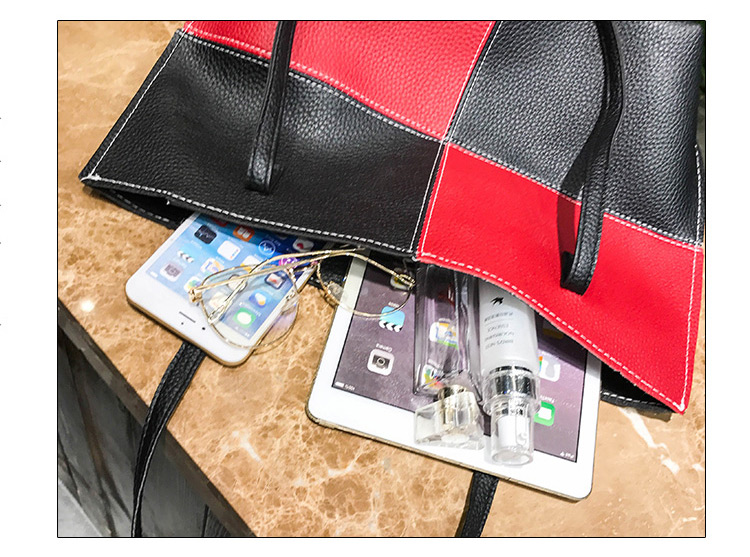 Fashion Red+black Color Matching Decorated Handbag(4pcs),Messenger bags
