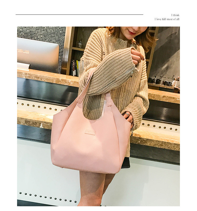 Fashion Pink Pure Color Decorated Shoulder Bag (4pcs),Messenger bags
