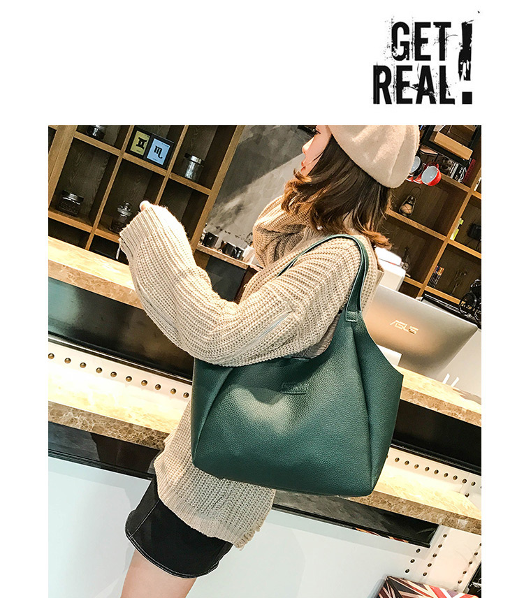 Fashion Green Pure Color Decorated Shoulder Bag (4pcs),Messenger bags