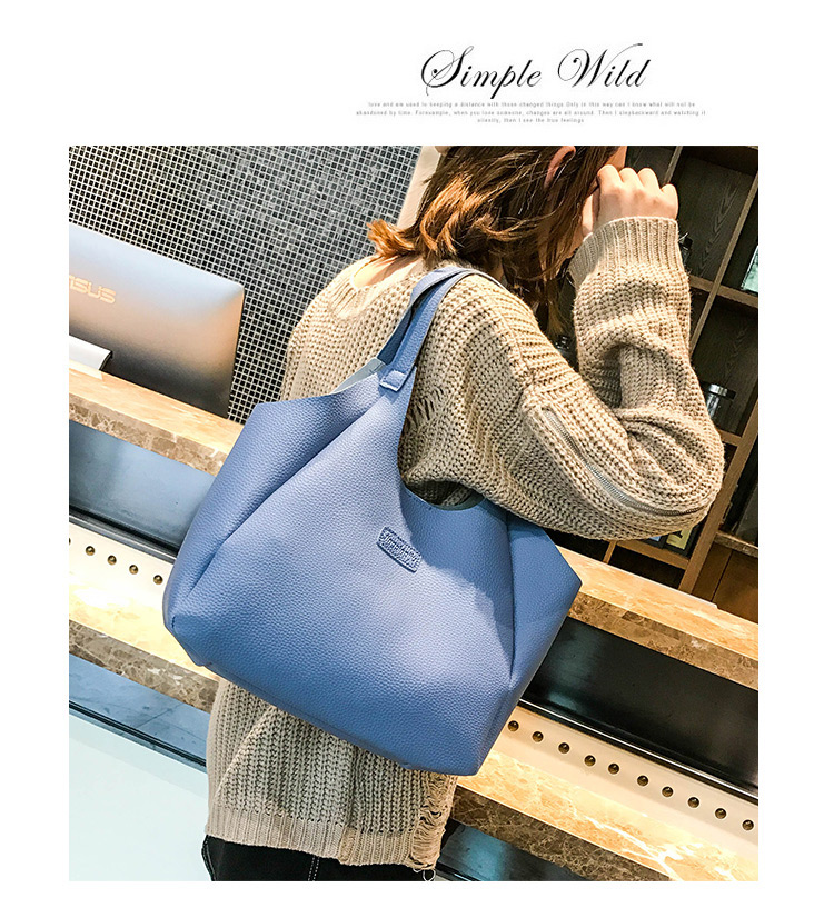 Fashion Blue Pure Color Decorated Shoulder Bag (4pcs),Messenger bags