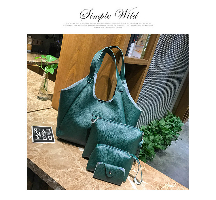 Fashion Light Gray Pure Color Decorated Shoulder Bag (4pcs),Messenger bags