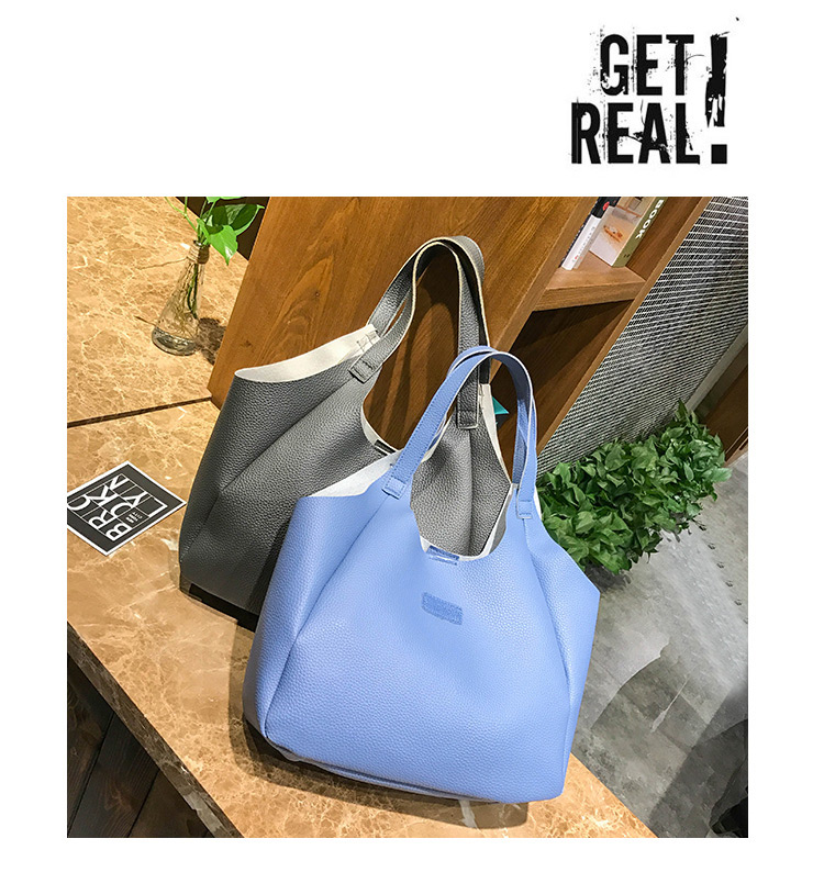 Fashion Blue Pure Color Decorated Shoulder Bag (4pcs),Messenger bags