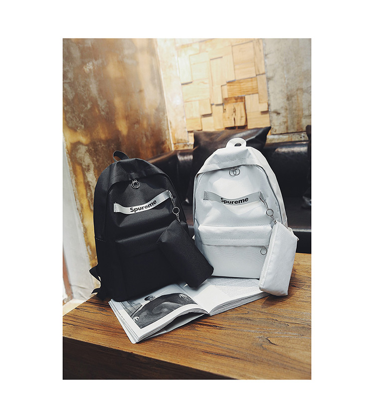 Fashion White Letter Pattern Decorated Backpack(2pcs),Backpack