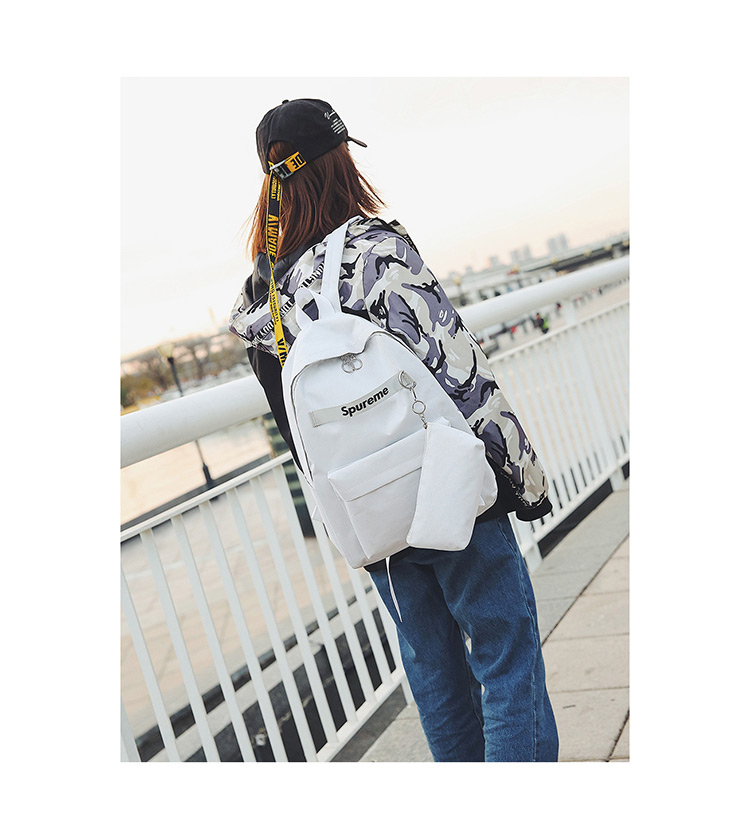 Fashion White Letter Pattern Decorated Backpack(2pcs),Backpack
