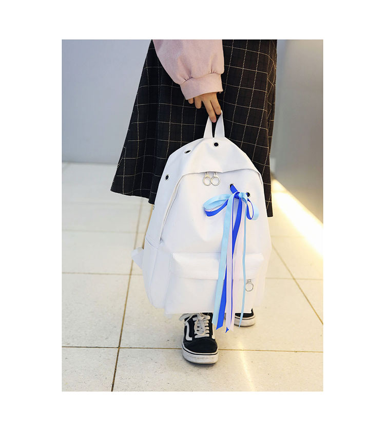 Fashion White Ribbons Decorated Simple Backpack,Backpack