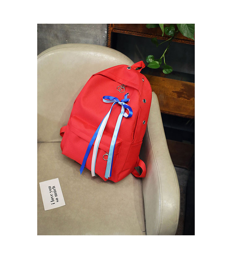 Fashion Red Ribbons Decorated Simple Backpack,Backpack
