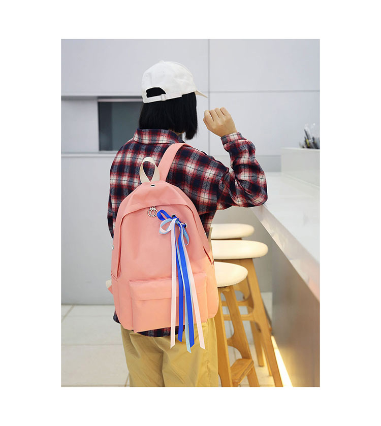 Fashion White Ribbons Decorated Simple Backpack,Backpack