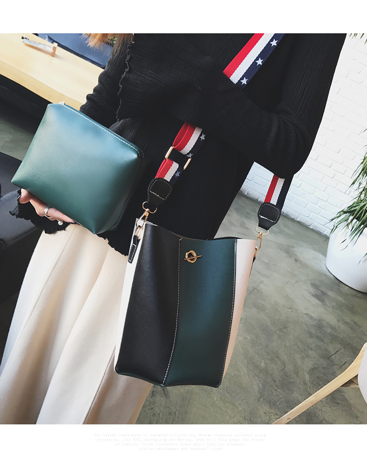 Fashion Green Start Pattern Decorated Shoulder Bag(2pcs),Shoulder bags
