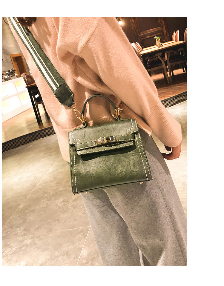 Fashion Green Buckle Decorated Pure Color Shoulder Bag,Handbags