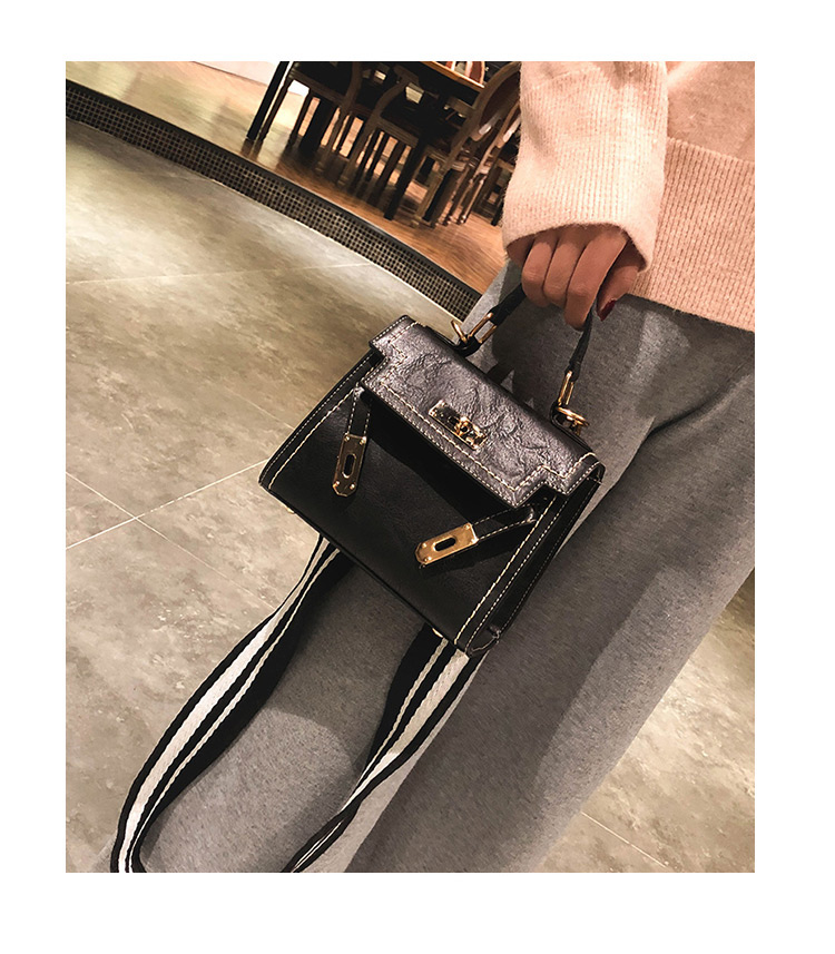 Fashion Black Buckle Decorated Pure Color Shoulder Bag,Handbags