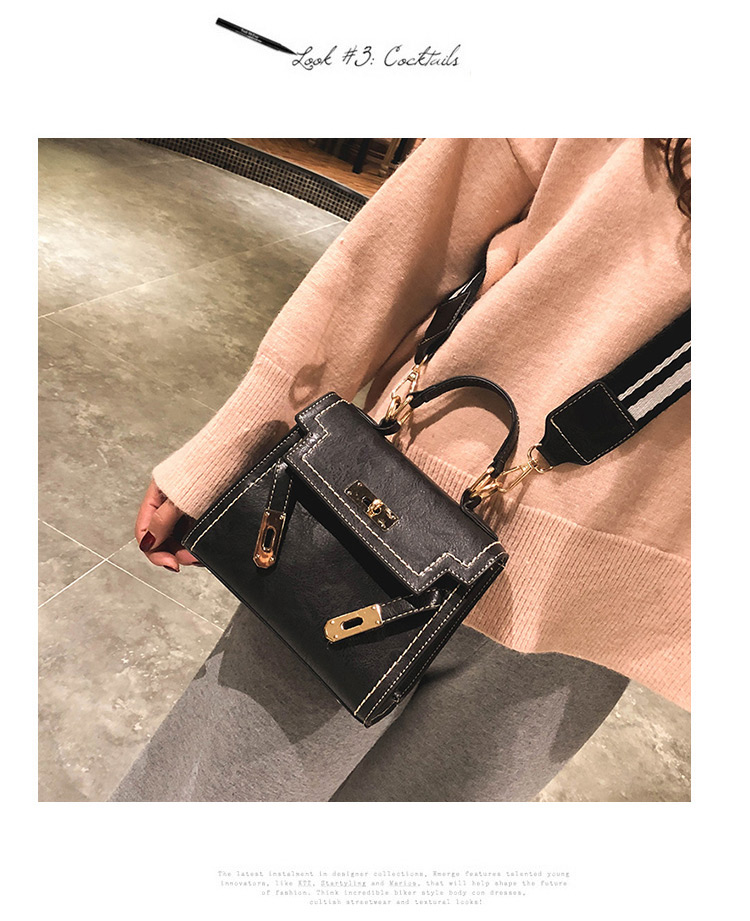 Fashion Black Buckle Decorated Pure Color Shoulder Bag,Handbags