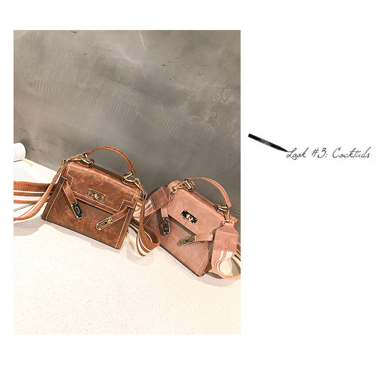 Fashion Brown Buckle Decorated Pure Color Shoulder Bag,Handbags