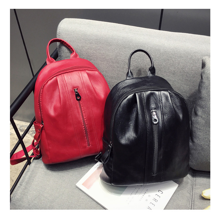 Fashion Red Pure Color Decorated Simple Backpack,Backpack