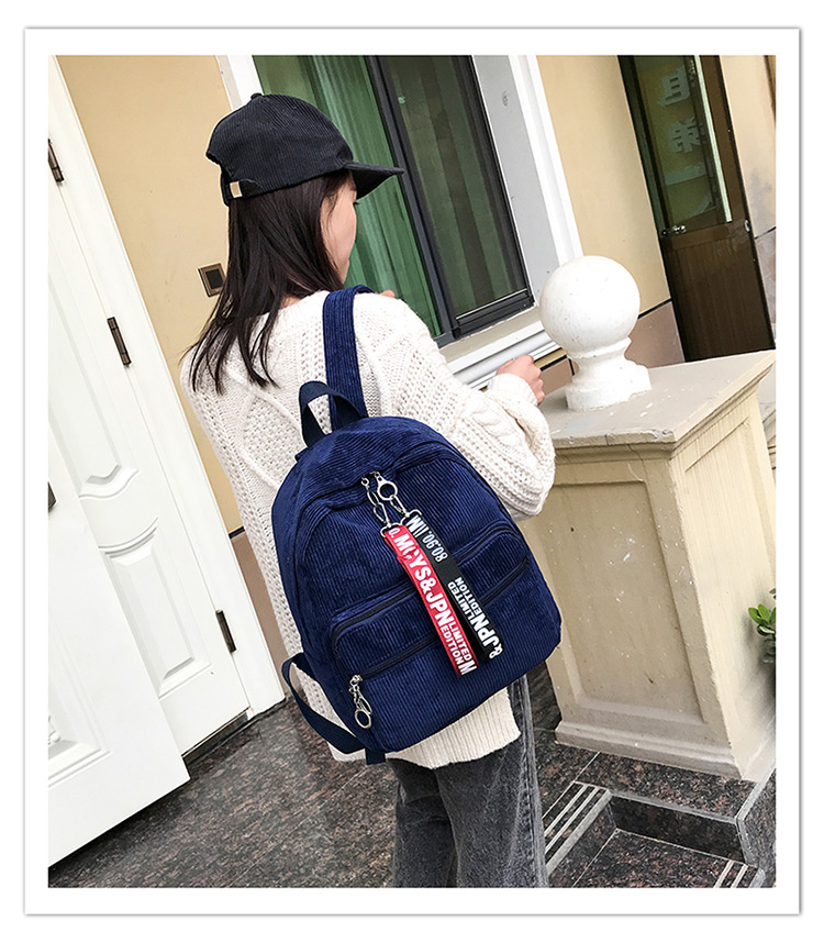 Fashion Dark Blue Ribbons Decorated Simple Backpack,Backpack