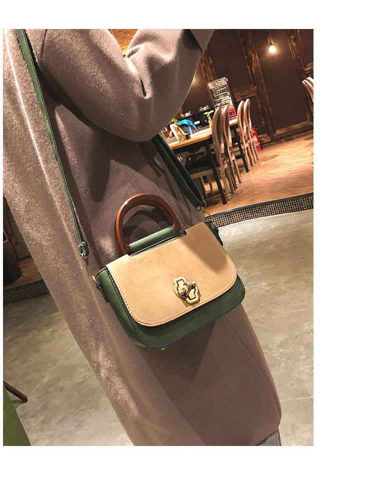 Fashion Green Buckle Decorated Square Shape Handbag,Handbags