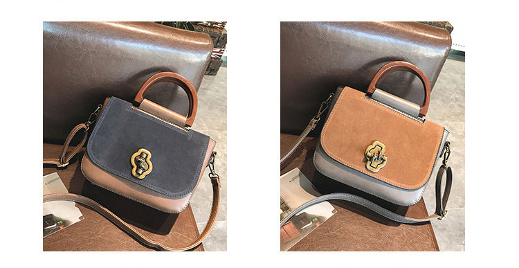 Fashion Brown Buckle Decorated Square Shape Handbag,Handbags