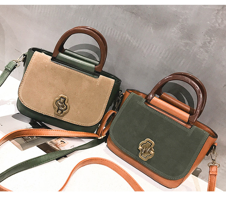 Fashion Green Buckle Decorated Square Shape Handbag,Handbags