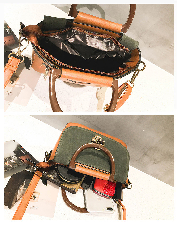 Fashion Khaki Buckle Decorated Square Shape Handbag,Handbags