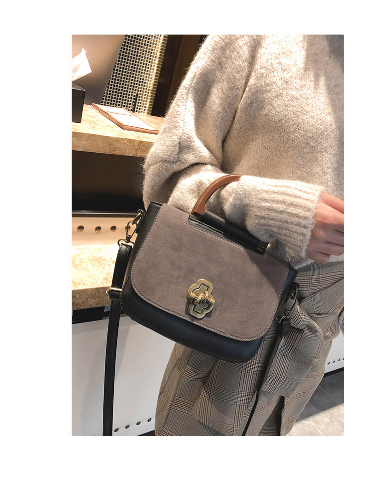 Fashion Gray Buckle Decorated Square Shape Handbag,Handbags