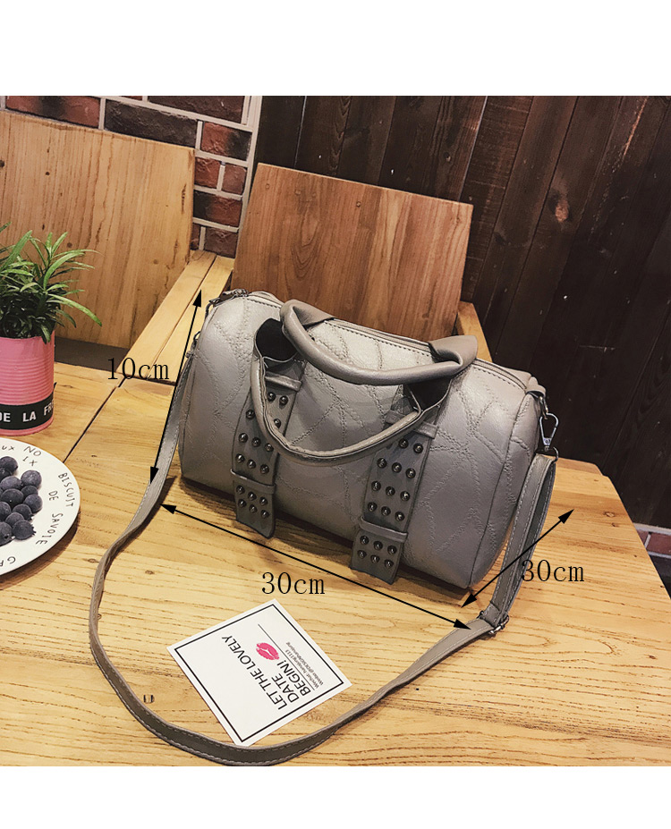 Fashion Gray Rivet Pattern Decorated Pure Color Shoulder Bag,Handbags