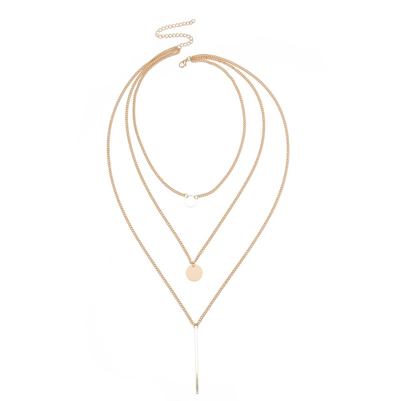 Fashion Gold Color Metal Round Shape Decorated Multilayer Necklace,Multi Strand Necklaces