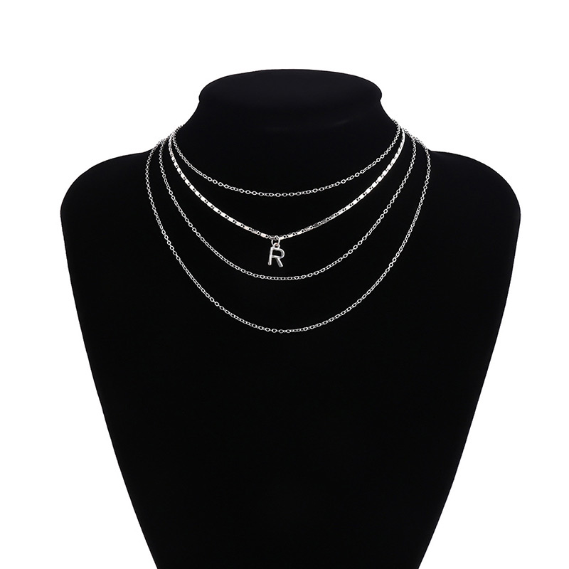 Fashion Silver Color Letter R Shape Decorated Necklace,Multi Strand Necklaces