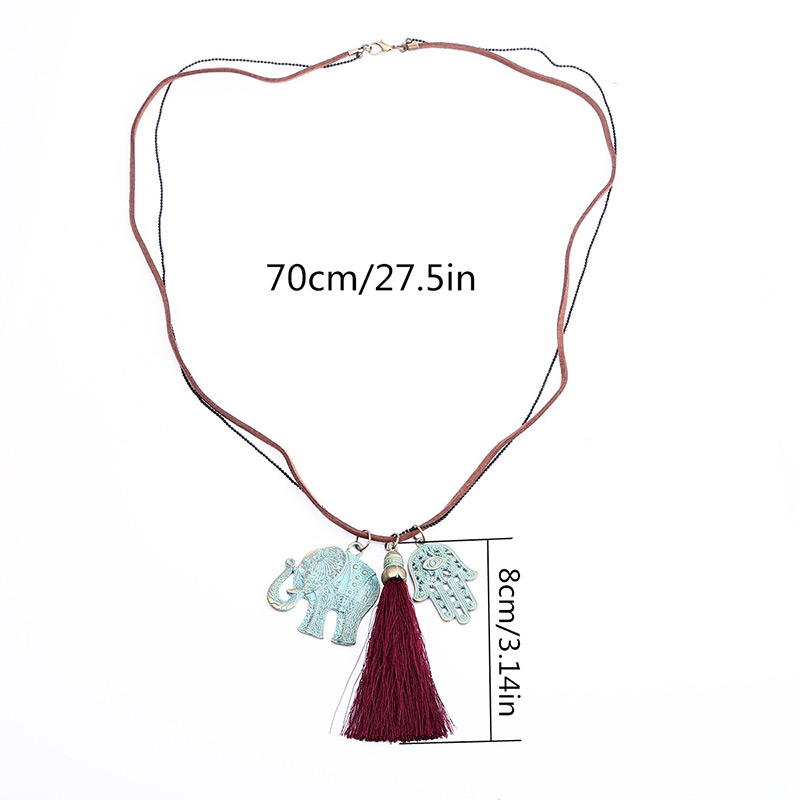 Lovely Blue Elephant Shape Decorated Necklace,Multi Strand Necklaces