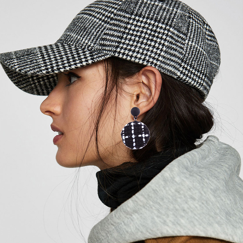 Fashion Black Grid Pattern Decorated Earrings,Drop Earrings
