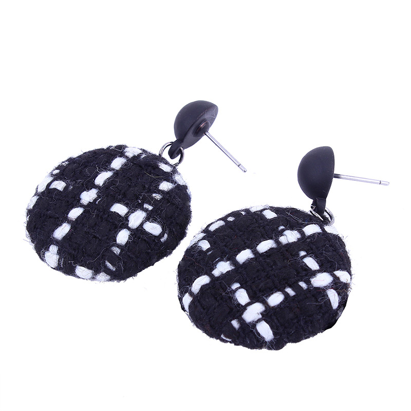 Fashion Black Grid Pattern Decorated Earrings,Drop Earrings