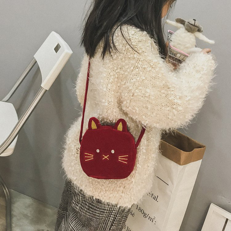 Lovely Red Cat Shape Decorated Bag,Messenger bags