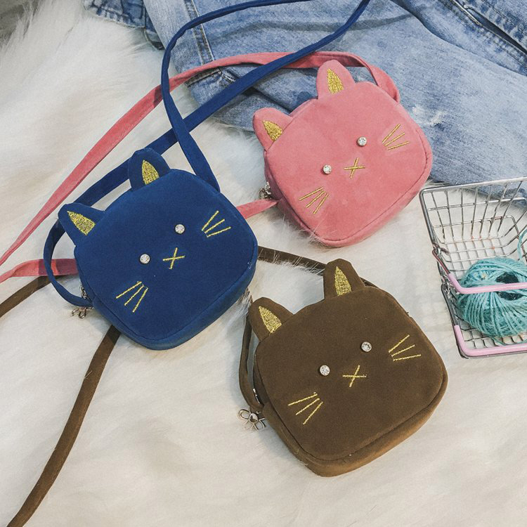 Lovely Blue Cat Shape Decorated Bag,Messenger bags