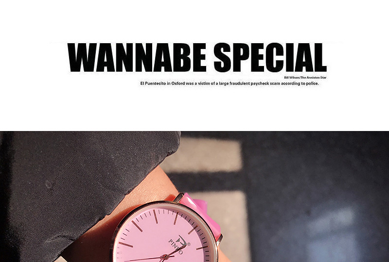 Fashion Pink Pure Color Decorated Watch,Ladies Watches