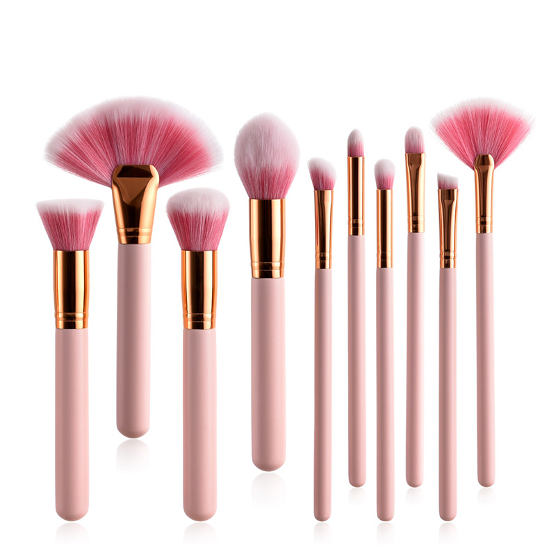 Lovely Pink Pure Color Decorated Brushes (10pcs),Beauty tools