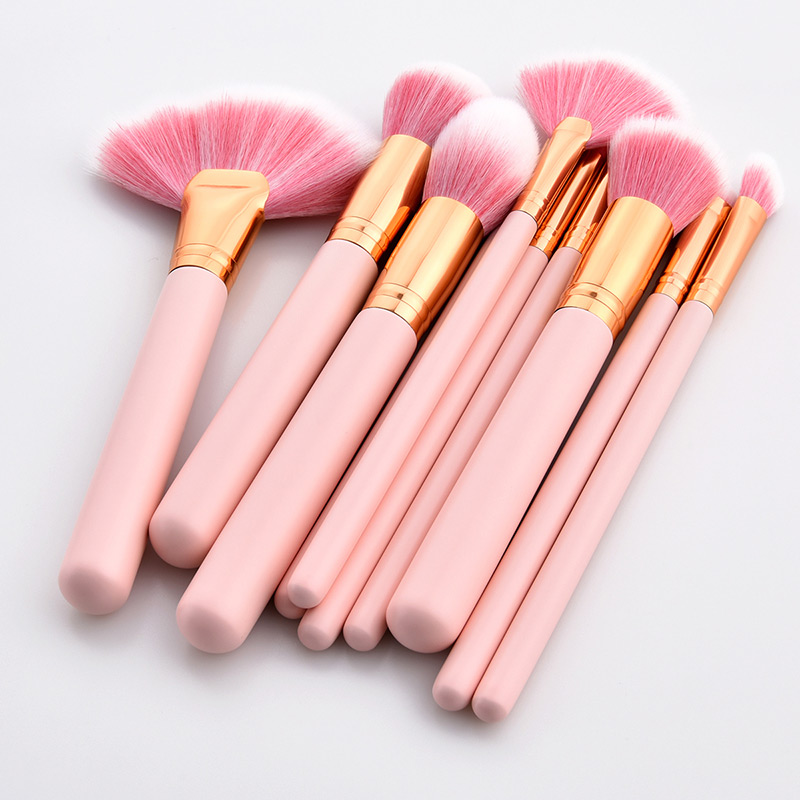 Lovely Pink Pure Color Decorated Brushes (10pcs),Beauty tools