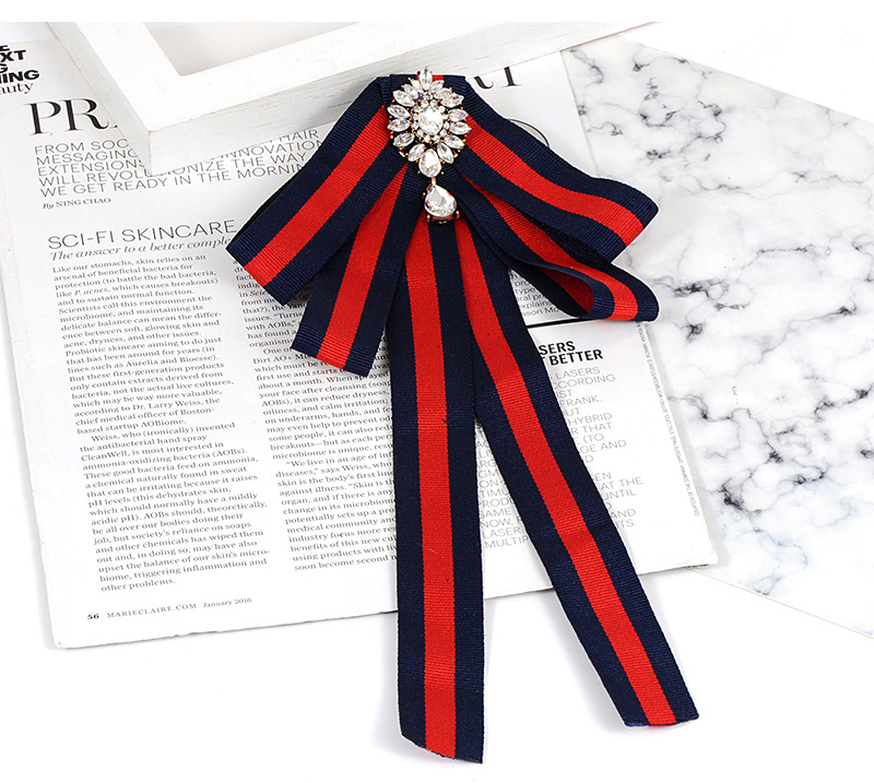 Elegant Red+navy Color-matching Decorated Bowknot Brooch,Korean Brooches