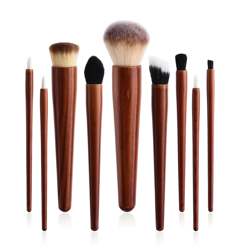 Fashion Brown Color-matching Decorated Brushes (9pcs),Beauty tools
