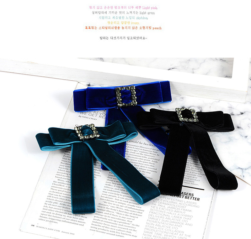 Elegant Sapphire Blue Square Shape Decorated Bowknot Brooch,Korean Brooches