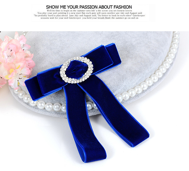 Elegant Sapphire Blue Oval Shape Decorayed Bowknot Brooch,Korean Brooches
