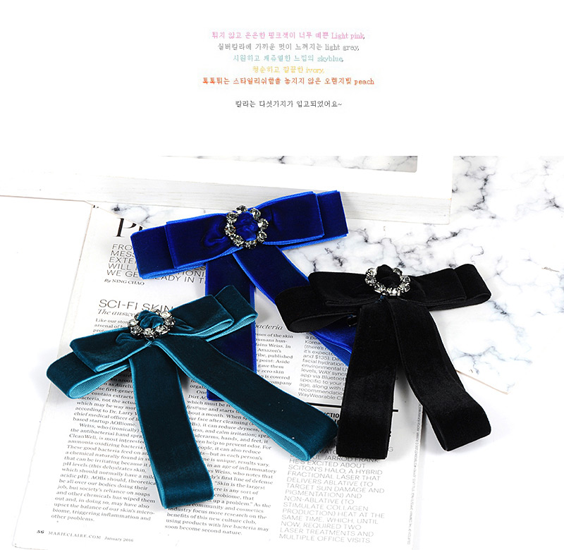 Elegant Sapphire Blue Flower Shape Decorated Bowknot Brooch,Korean Brooches
