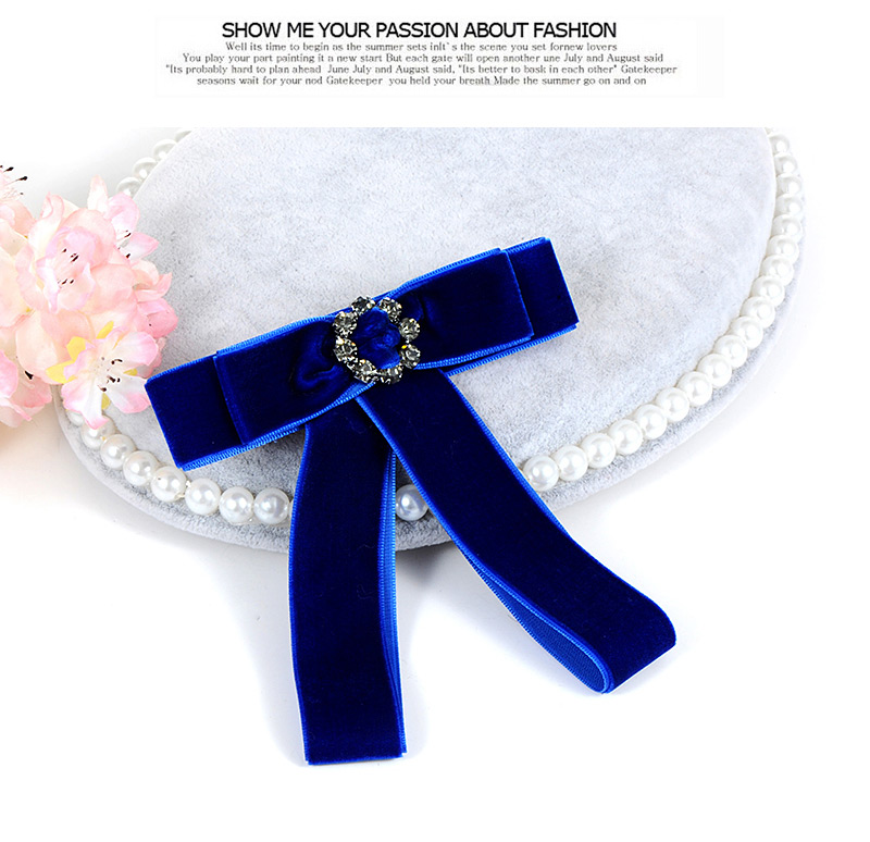 Elegant Sapphire Blue Flower Shape Decorated Bowknot Brooch,Korean Brooches