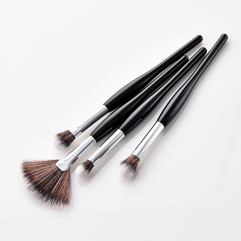 Fashion Black Sector Shape Decorated Makeup Brush (4 Pcs ),Beauty tools