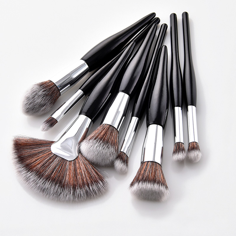 Fashion Black Sector Shape Decorated Makeup Brush (8 Pcs ),Beauty tools
