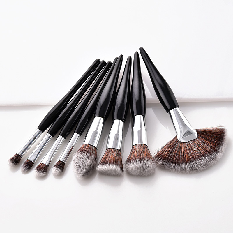 Fashion Black Sector Shape Decorated Makeup Brush (8 Pcs ),Beauty tools