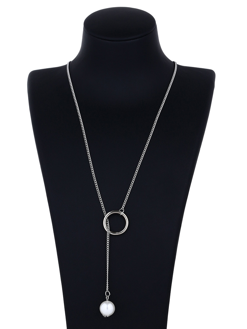 Fashion Silver Color Circular Ring Decorated Necklace,Multi Strand Necklaces