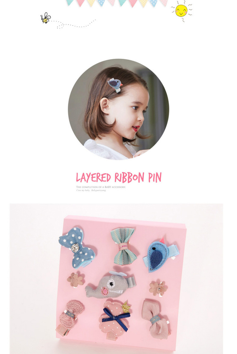 Fashion Brown+khaki Bowknot&flower Shape Decorated Hair Clip (9 Pcs ),Kids Accessories