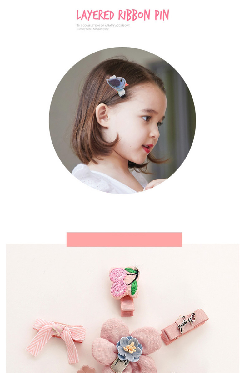 Fashion Pink+gray Rabbit&flower Shape Decorated Hair Clip (9 Pcs ),Kids Accessories