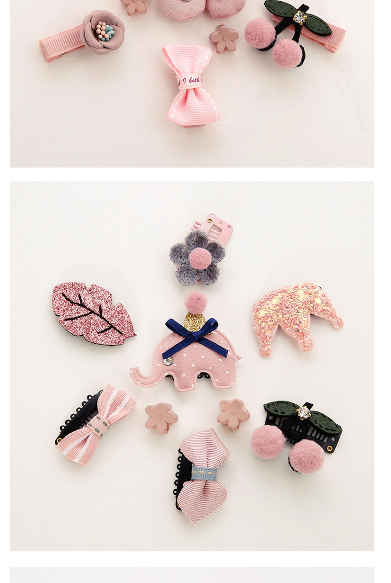 Fashion Pink Leaf&flower Shape Decorated Hair Clip (9 Pcs),Kids Accessories