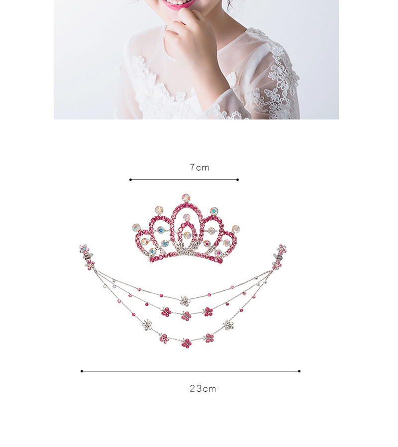 Fashion Pink Crown Shape Decorated Hair Clip(2 Pcs ),Kids Accessories